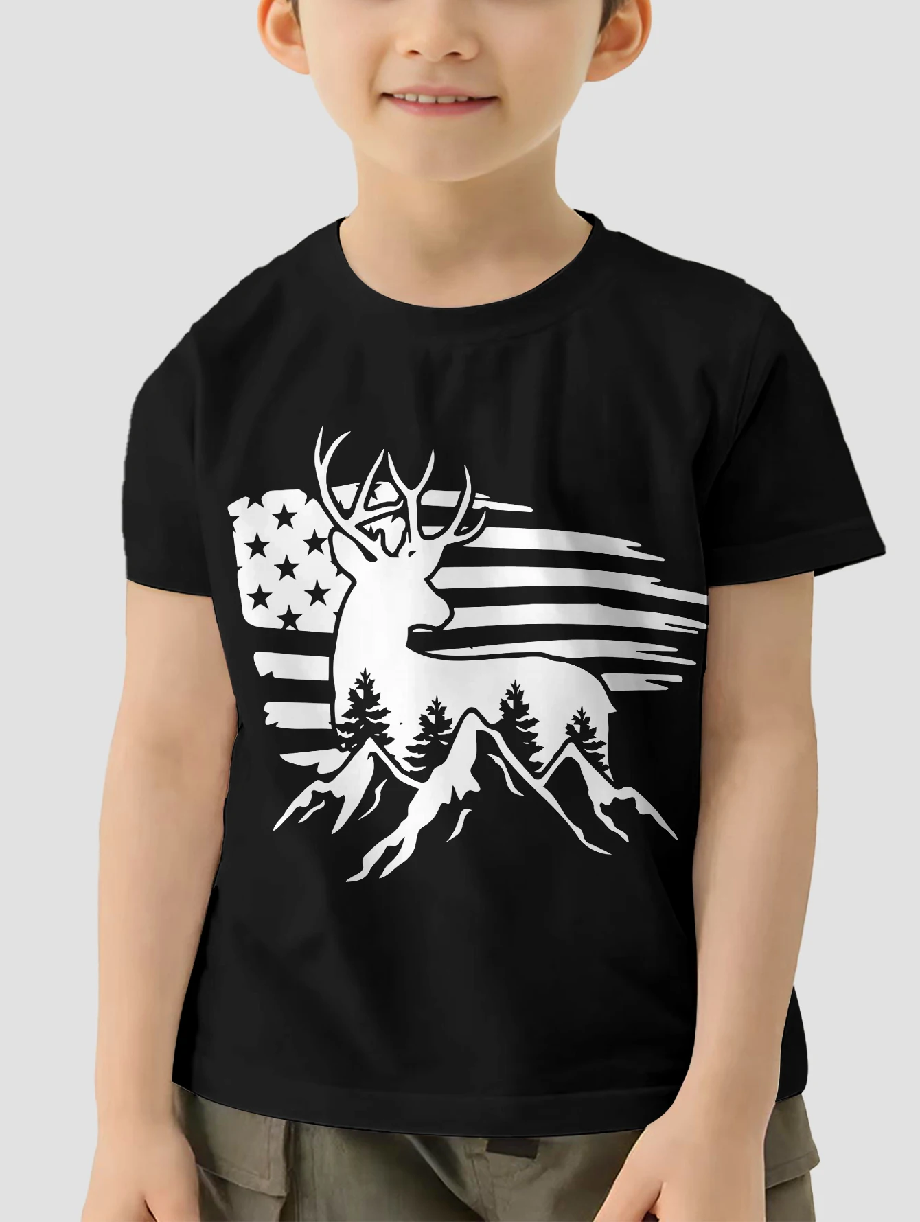

American Flag Children Top Shirts Children's T-shirt Clothing for Boys Clothes Kids Summer Clothes Short Sleeve Tops 2024 Boy's