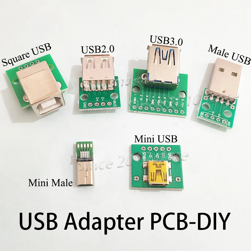 

5PCS USB 2.0 3.0 Mini Male Female Adapter PCB Board -6-in-1 Connector Module Kit For Electronic Repair And Prototype Production