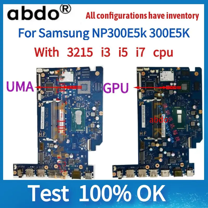 For Samsung NP300e5k 300e5k NP300E5Q Laptop Motherboard, ba41-02501a Processor 3215 I3 I5 I7 CPU.gt910m, 2GB DDR3