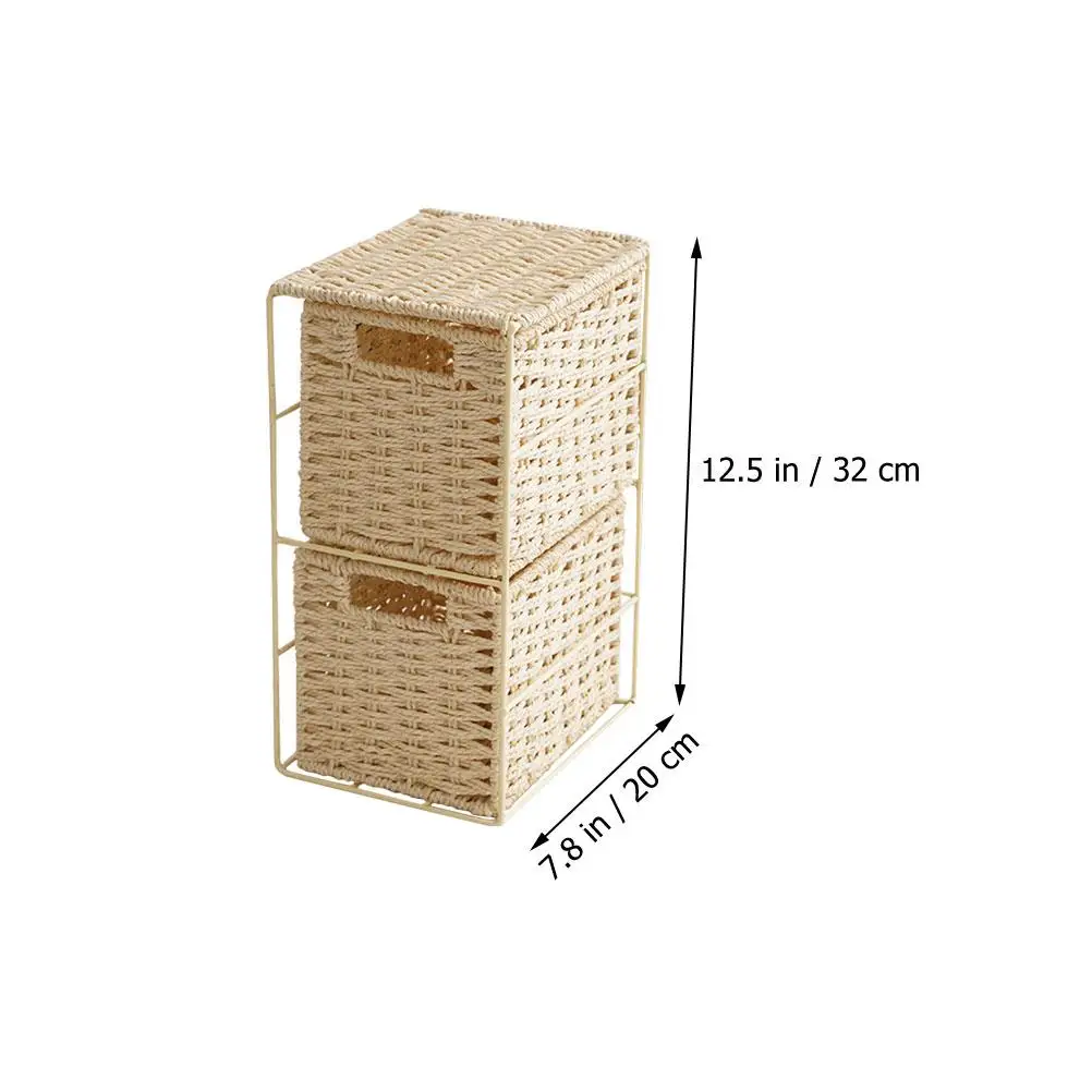 Rattan Storage Baskets Multi-purpose Desktop Container Home Organization Small Drawers Basket Type Office Supplies