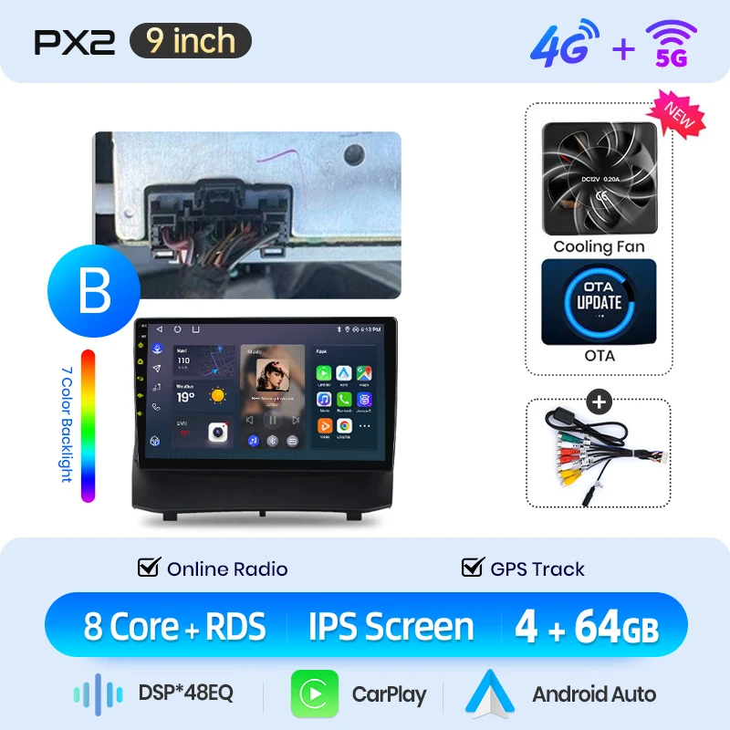 AWESAFE Draadloze CarPlay Android Auto Radio voor Ford Fiesta Mk 6 2009 2010 2011-2013 Plug & Play FM BT RDS DSP 4G GPS Multimedia