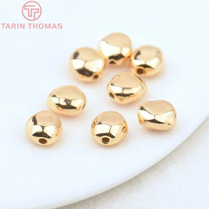 (2930)6PCS 7.8x8MM Hole 1.5MM 24K Gold Color Brass Irregular Spacer Beads Bracelet Beads High Quality Jewelry Making Accessorie