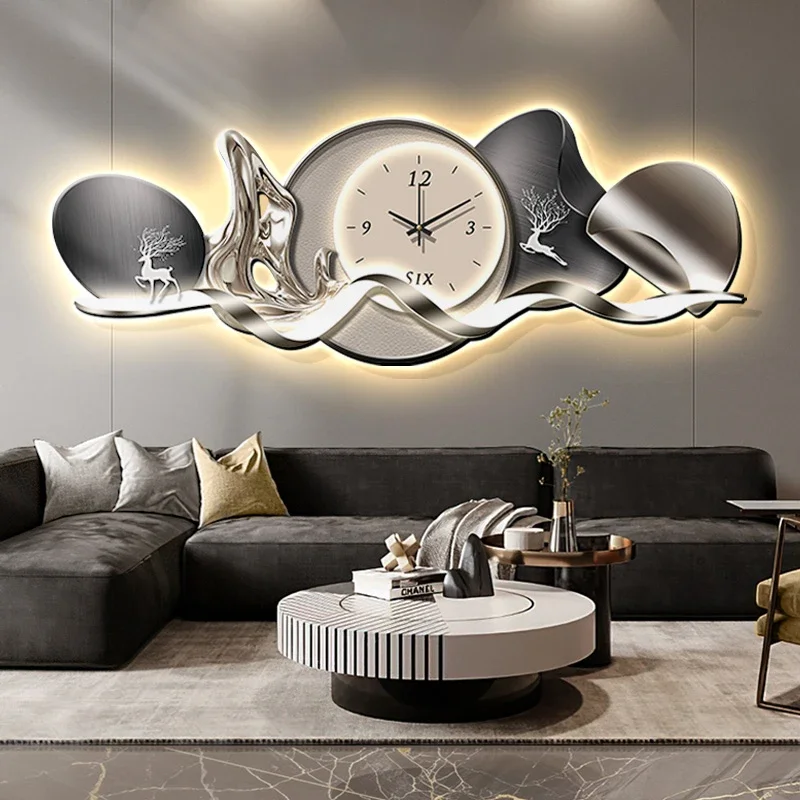 Art Mural Nordic Wall Clocks Interior Aesthetic Silent Minimalist Wall Watch Luxury  Restaurant Reloj Pared Home Decoration