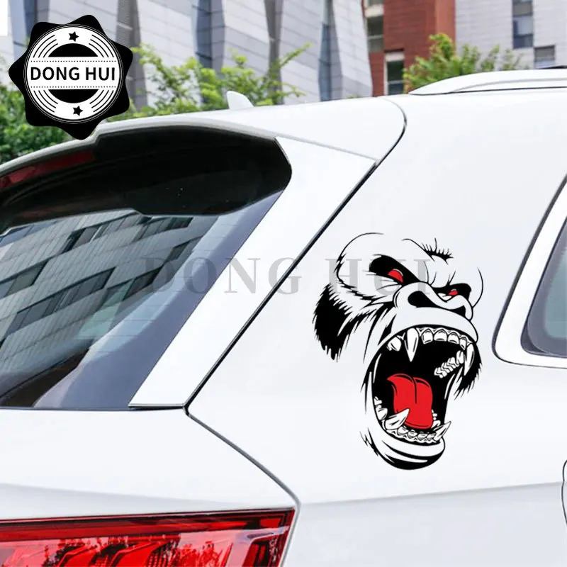 Roaring Golden Sticker Monkey Orangutan Head Car Stickers Black and White King Kong PVC Decorative Decal Motorcycle Off Road