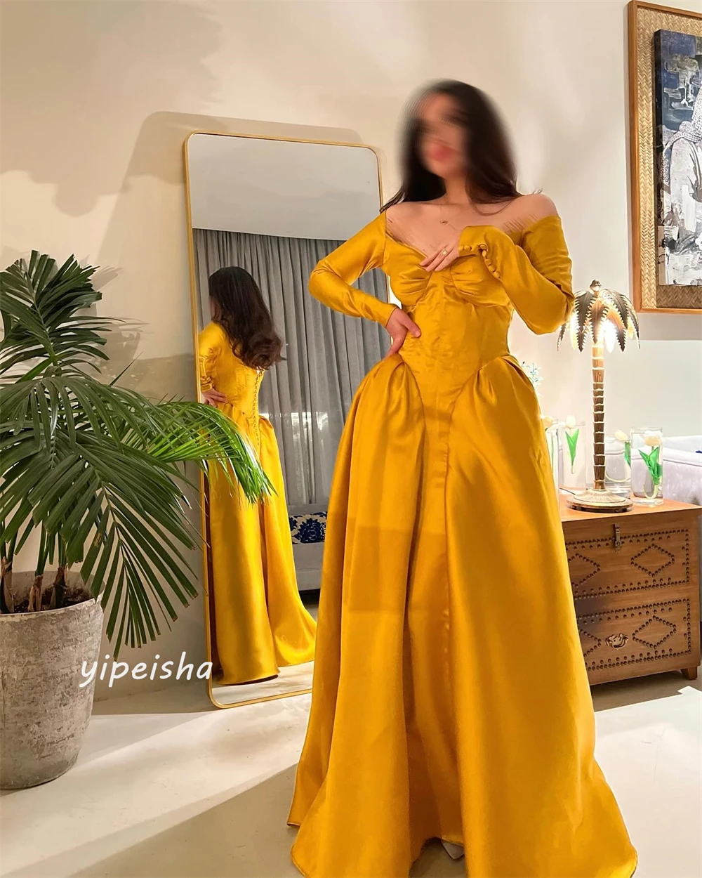 Robe de Soirée Longue en Satin pour Femme, Vêtement Personnalisé, Décontracté, Drapée, Plissée, Plage, Ligne A, Épaules Dénudées, sur Mesure