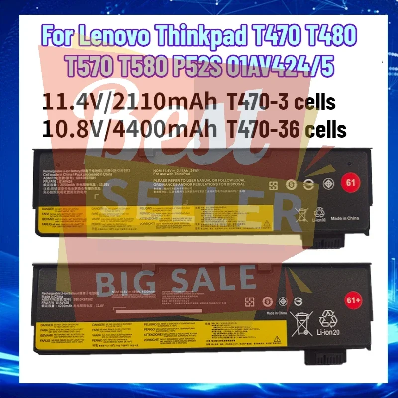 

Новый аккумулятор для ноутбука 01AV424 61 61+ для Lenovo ThinkPad T470/T480/T570/T580/P51S/P52S SB10K97581 SB10K97580 SB10K97597 01AV452 01A
