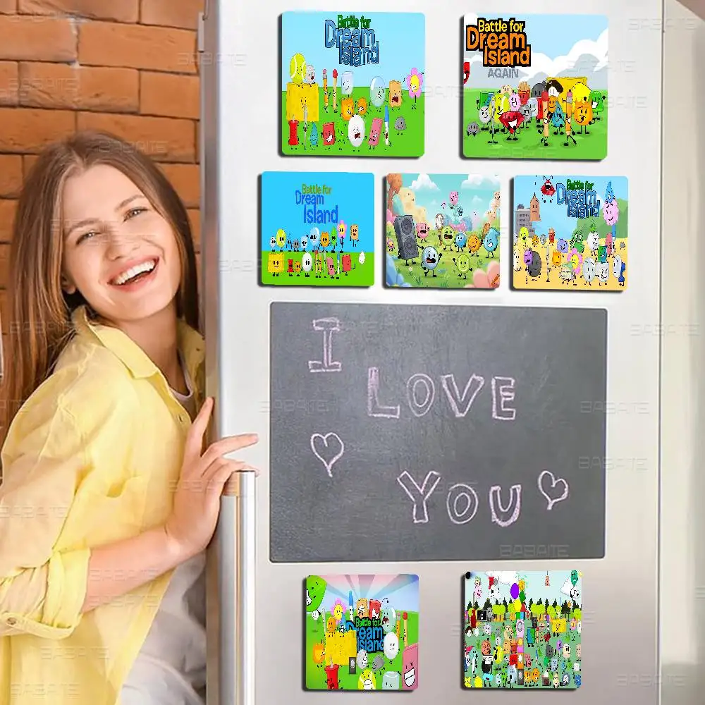B-Bfdi Battle For D-Dream Island Magnet Personalized Fridge Magnet Square Shape Fridge Refrigerator Wall Door Decoration