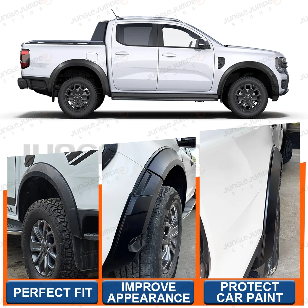 Fender Flares Wheel Arch For Ford Ranger Next Gen 2023 2024 2025 Wildtrak Wildtrak-X with Parking Sensor Car Exterior Accessorie
