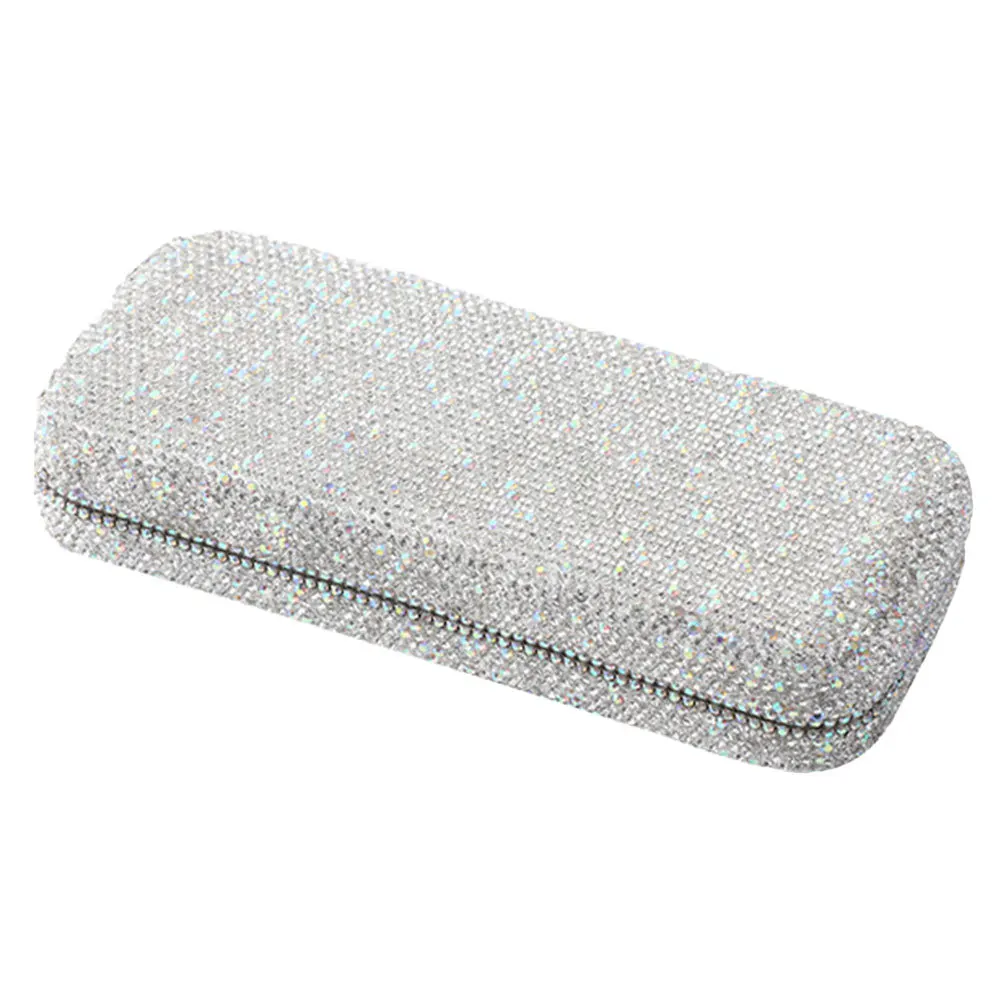 

Eyeglass Case for Car with Rhinestone Trim Multi-Use Hard Shell Sunglasses Storage Case Portable Driver Accessory