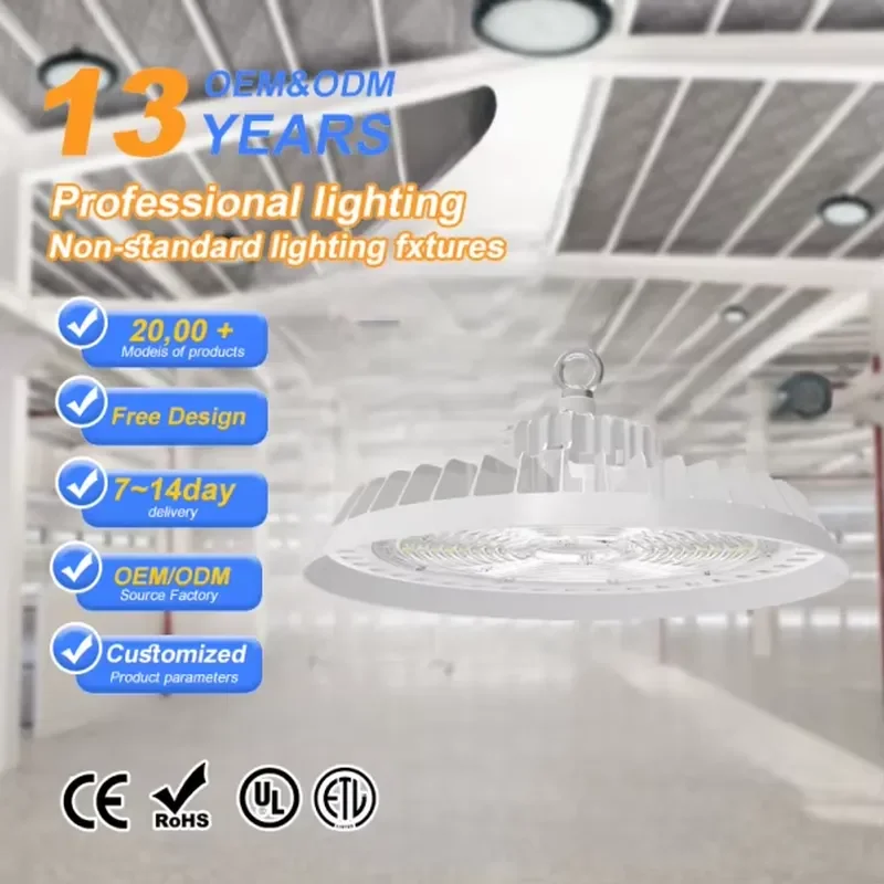 LED Mining Lights for UFO Flying Saucer Design Pressure Cast Aluminum IP65 Dimmable High Ceiling Factory Wholesale