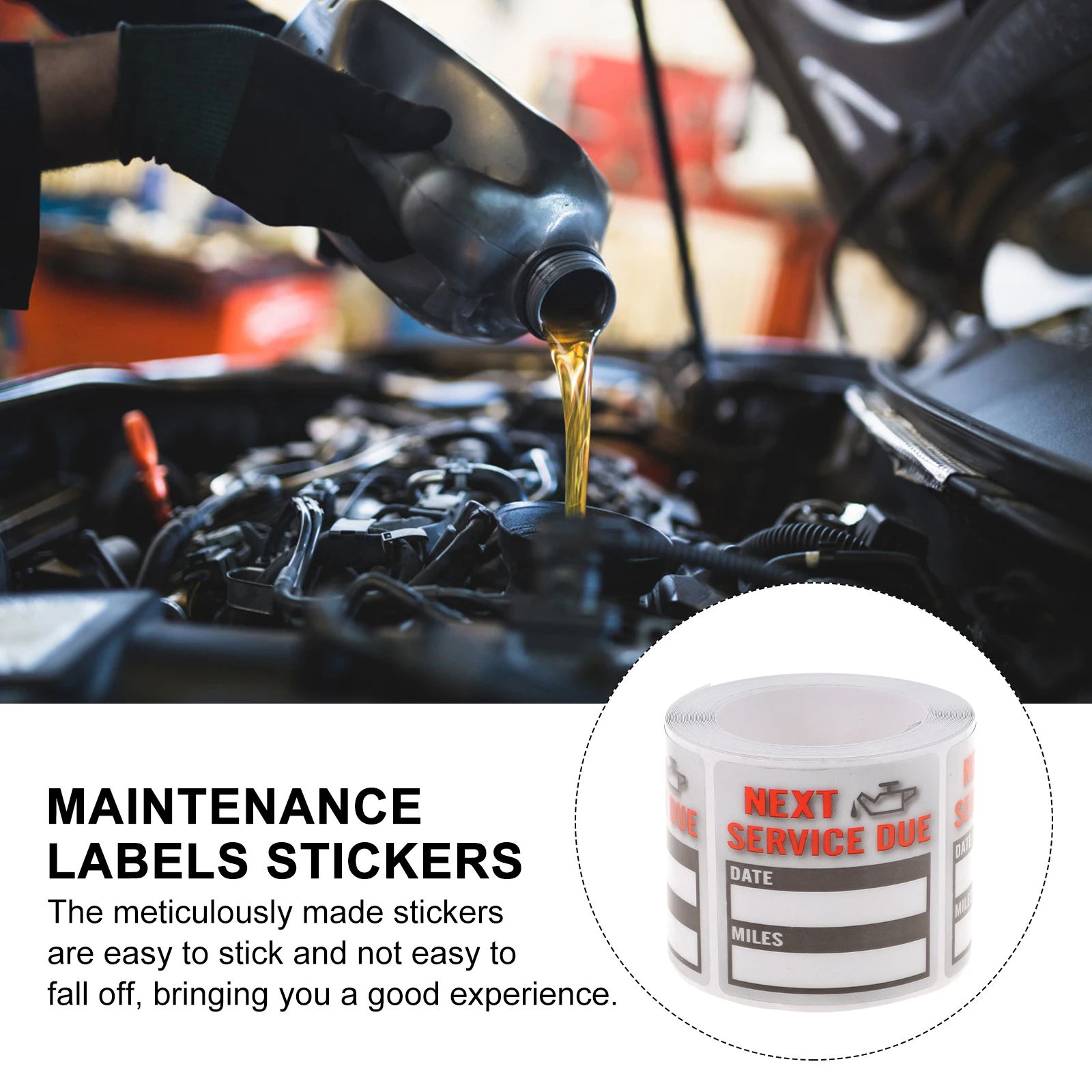 2pcs 2 Rolls Car Maintenance Labels Sticker for Oil Change Reminder Adhesive Auto Service Copper Plate Removable Practical
