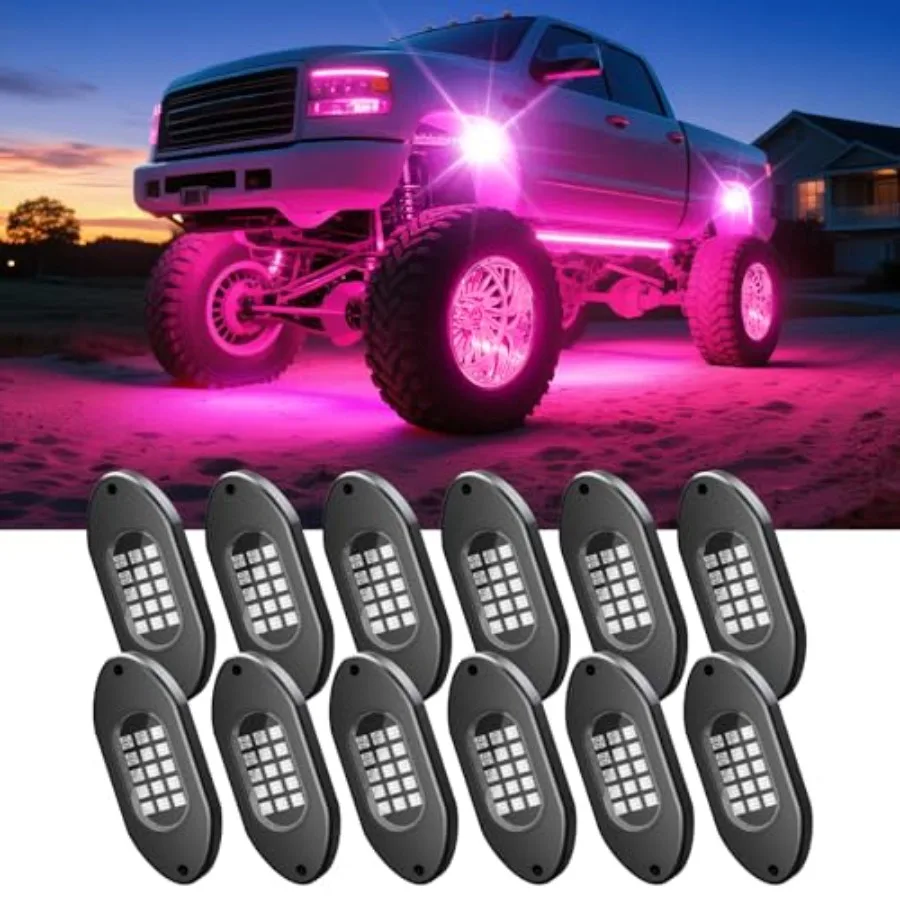 

LED Rock Lights for Trucks Rocklights with App and Remote Control Underglow Rock Light Kit for Trucks UTV ATV Golf Cart RZR