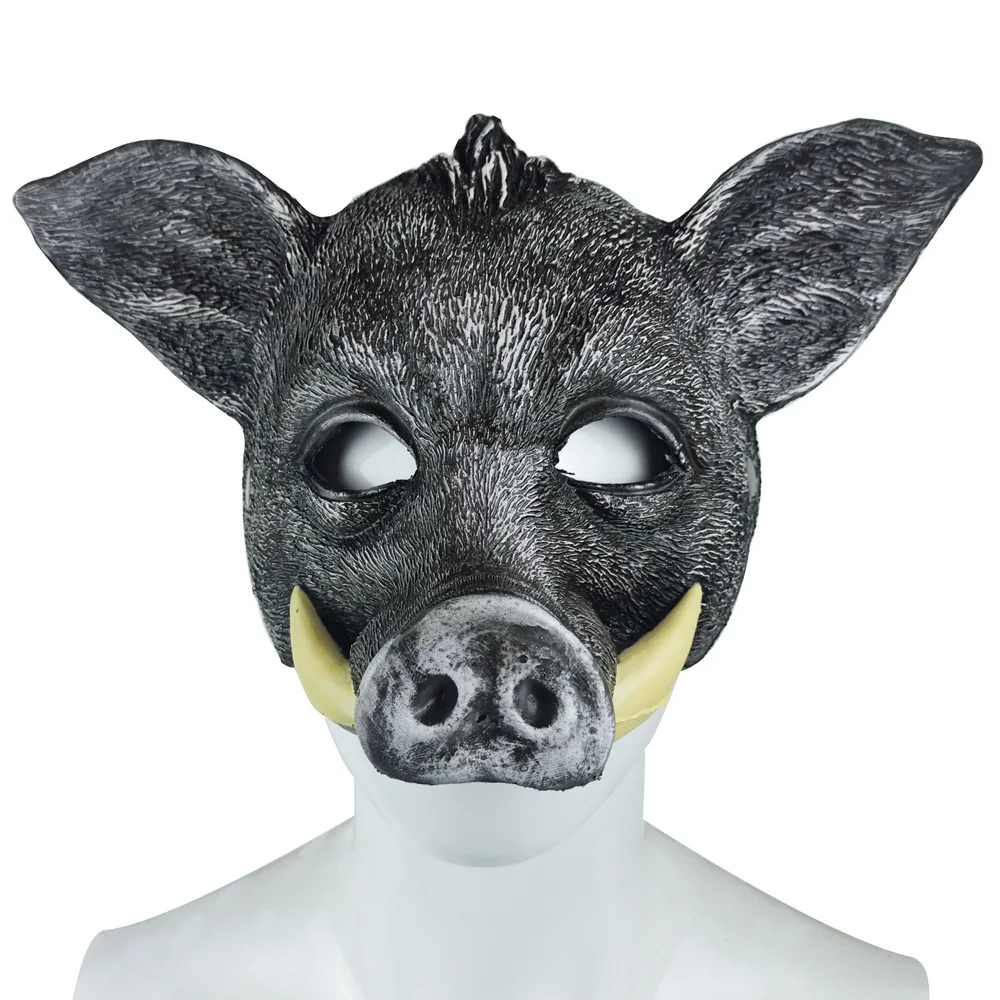 3D Realistic Wild Boar Face Mask PU Foam Pig Face Cover Dress Up Party Animal Cosplay Rave Mask Halloween Masquerade Party Props