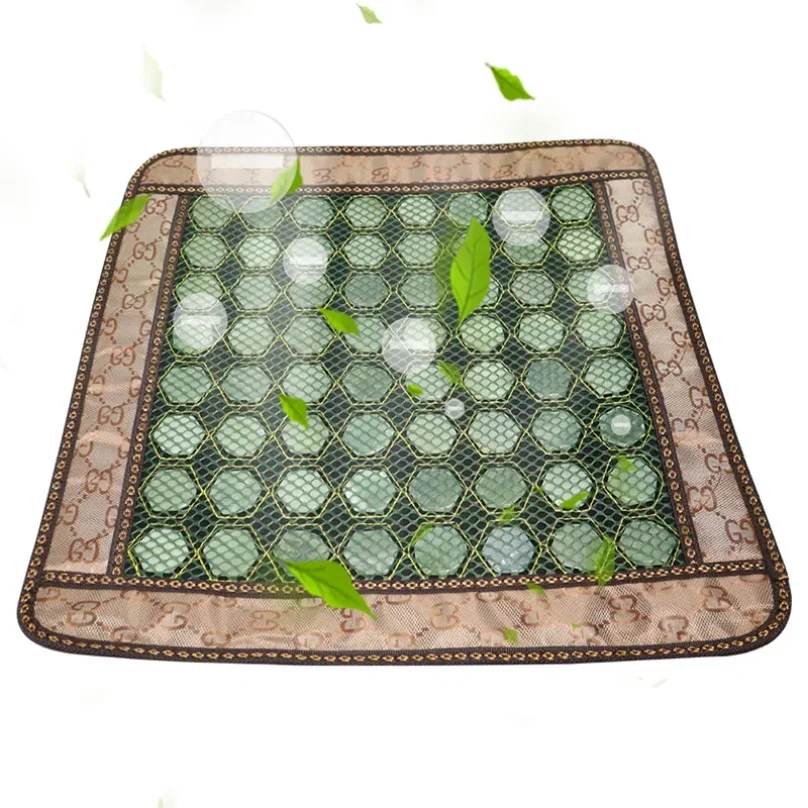 Cooling Pad Jade Cushion 64pcs Jades Relieve Stress Natural Jade Cool and Refreshing Massage Mat Mattress Physiotherapy Bed Pad