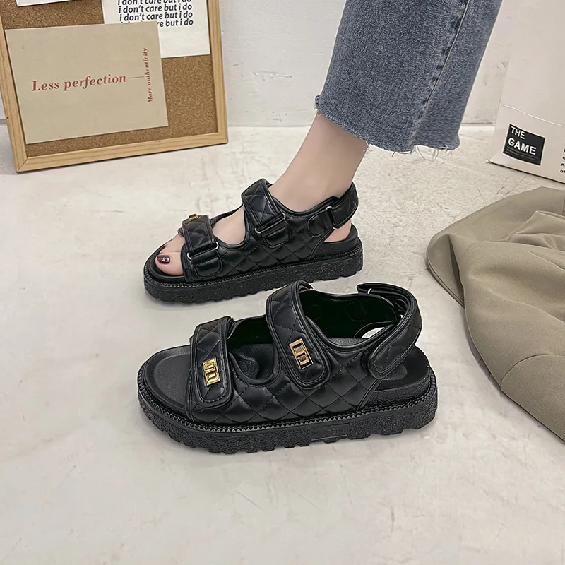 Women's Faux Leather Sandals Female Shoes Summer Fashion Sports Flats for Women Rome Platform Sandal Girls Classic Style
