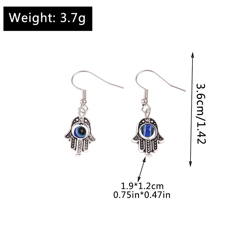 Bohemian Evil Eye Hamsa Hand-Tropfen-Ohrringe für Frauen, Mädchen, Party, Urlaub, Schmuck, Dekoration – Detail 1