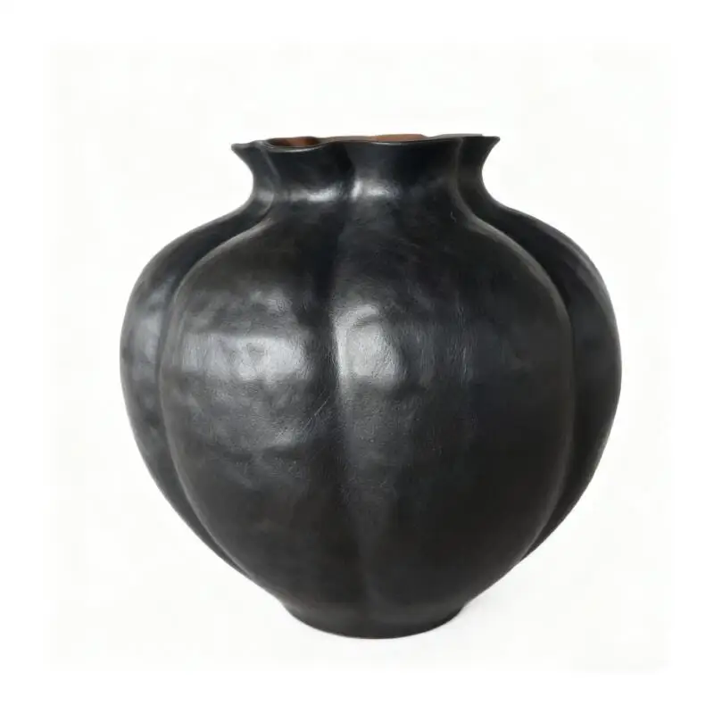 Handmade Ceramic Vase Jingdezhen Purple Clay Pumpkin Shape Home Decor Black White  Flower Vase Home Decoration