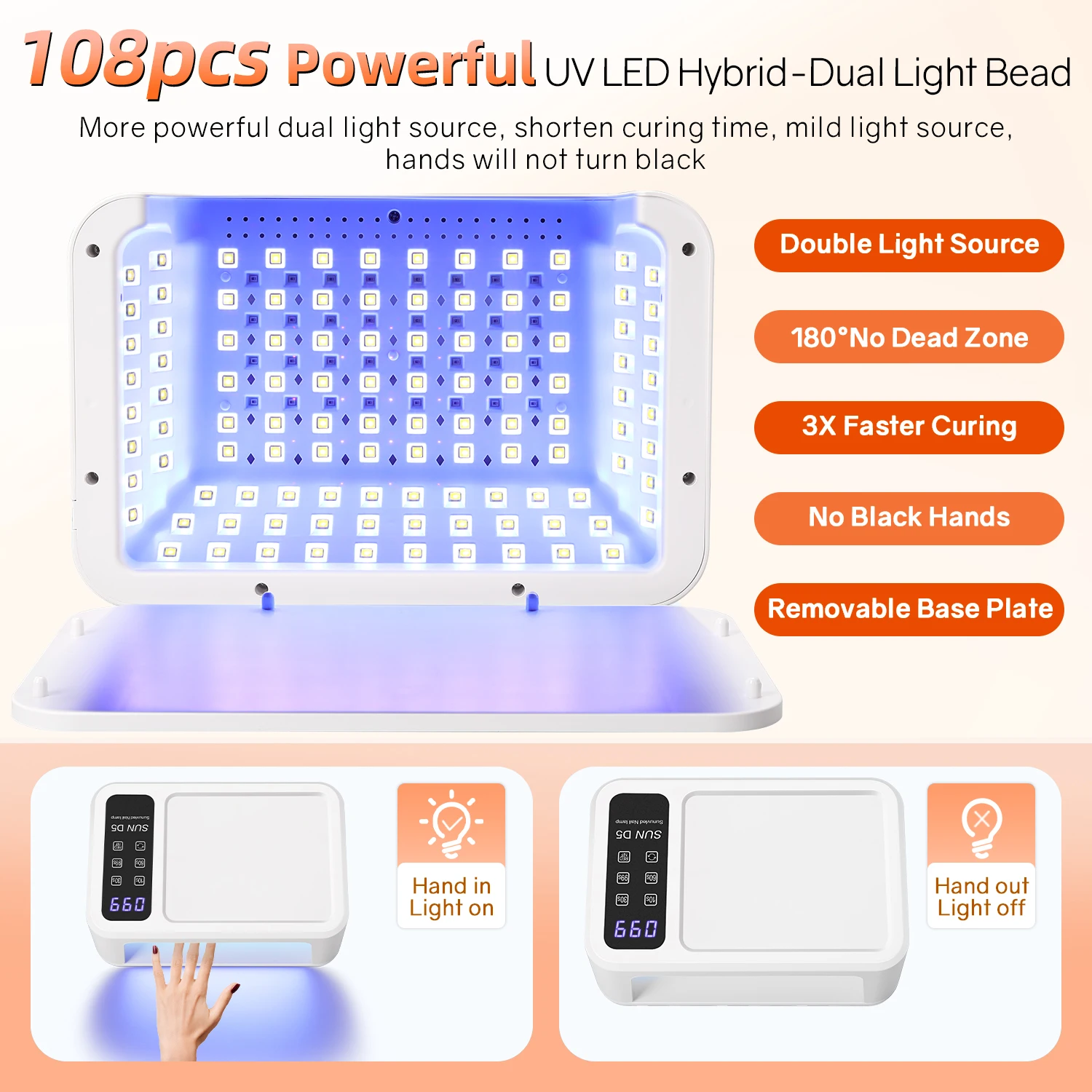 Uv Led Lamp Voor Druk Op Nagel Droger Snel Droog Led Nagel Drogen Lamp Opvouwbaar Voor Het Uitharden Van Alle Gel Nagellak Manicure
