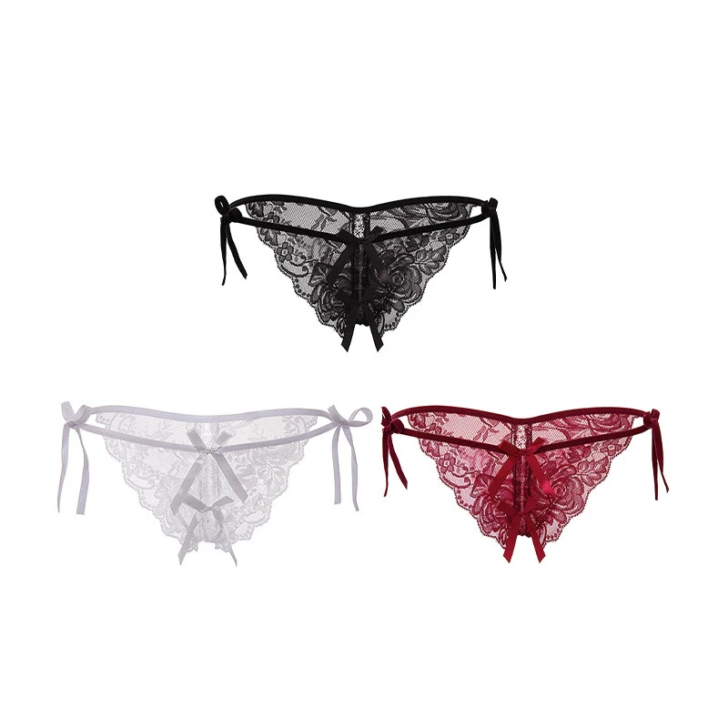 

Women's Side Ties Untied Lace Low-Rise Briefs Lady Underwear Panties