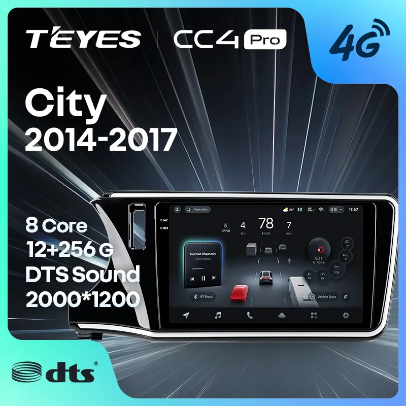 TEYES CC4 PRO For Honda City 2014 - 2017 CarPlay Radio Multimedia Stereo Car play Android Auto 2DIN Autoradio