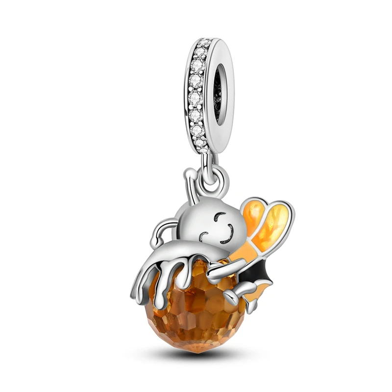 Original Charms Silver Beads Glowing Planet Pendant