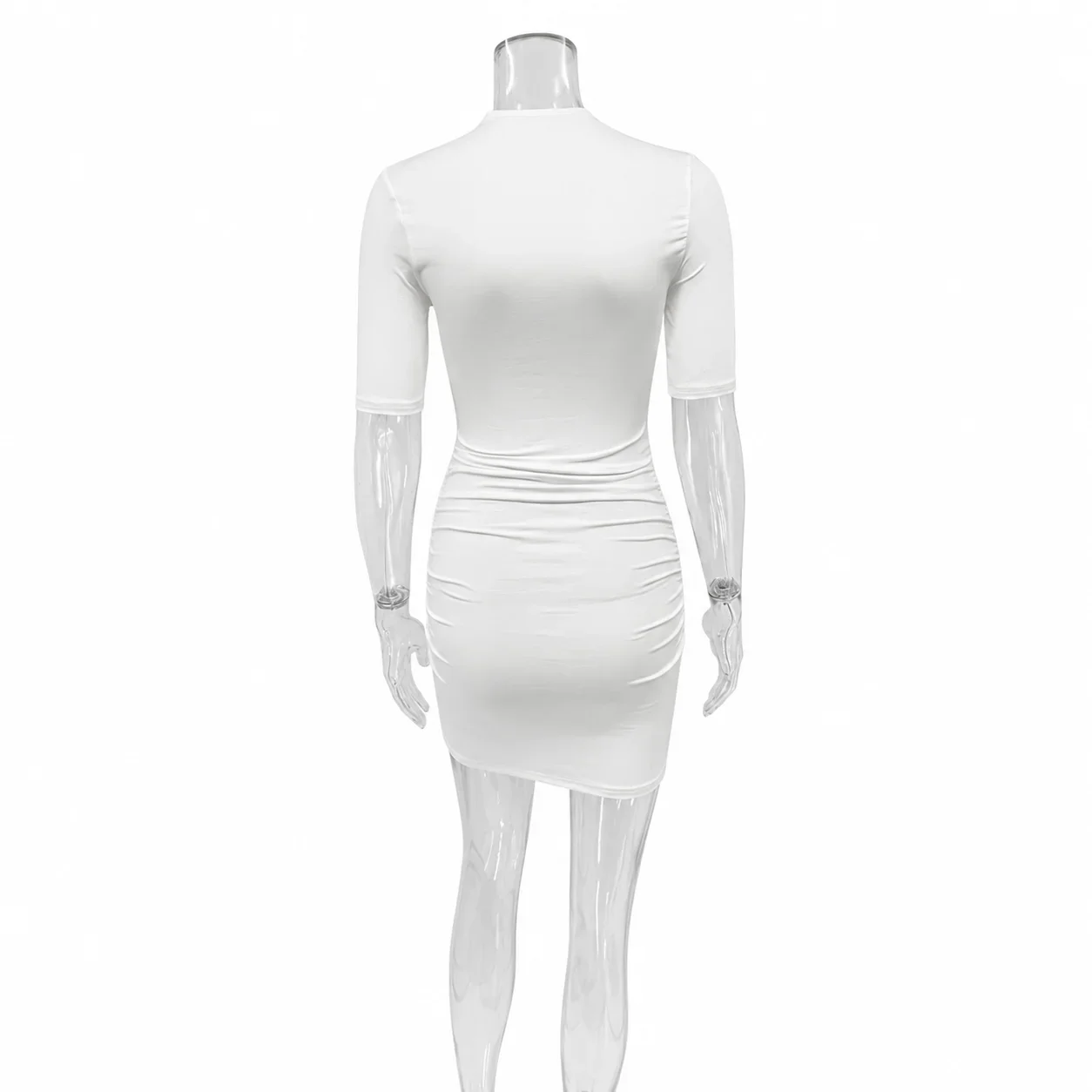 Elegantes Gerafftes Minikleid Damenmode Einfarbiges Vintage Braunes Bodycon Sexy Kleid Sommer Hochgeschnittenes Party Y2k Damenkleid – Detail 7