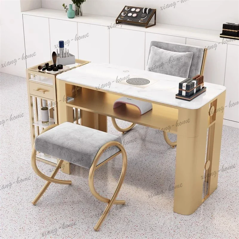 LJY Elegant Subtle Manicure Nail Table Premium Trendy Classic Luxury Manicure Nail Table Nordic Style Mesa Manicura Salon Furnit