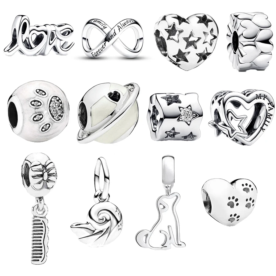 New Forever & Always Infinity Charms Shell ，Comb Dangle Beads Fit Original 925 Sterling Silver Pan Bracelet DIY Jewelry Gift