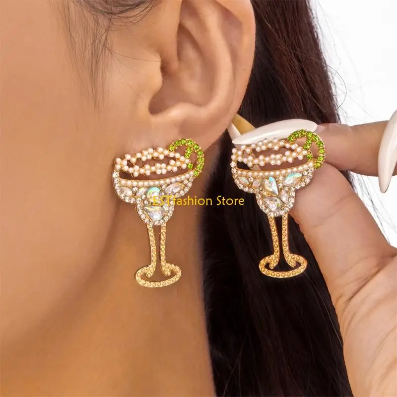 Y5GC Lovely Cocktail Themed Dangle Earrings Elegant Design For Night Out