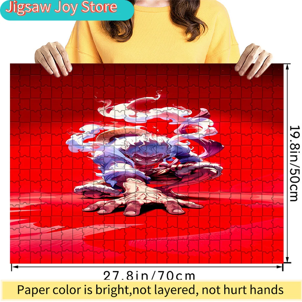 

One Piece Luffy Gear 5 Nika Red Ground Ground Slam Scene Art Paper Jigsaw Puzzle, Dynamic Anime Character Action Art, Collectibl
