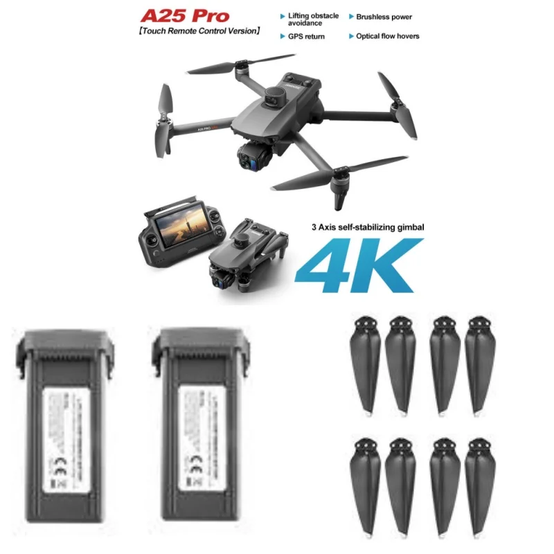 Batterie de drone RC A25 PRO Screen 11.4V 400MAH pour accessoires de drone RC A25PRO, batterie de drone A25 PRO Screen, pales de drone A25PRO.