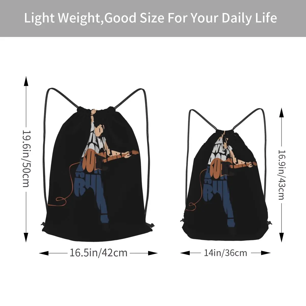 Bruce Springsteen Typography Art Inspirowl Design Transparent Backpacks Casual Drawstring BundleBook Bags for Travel School