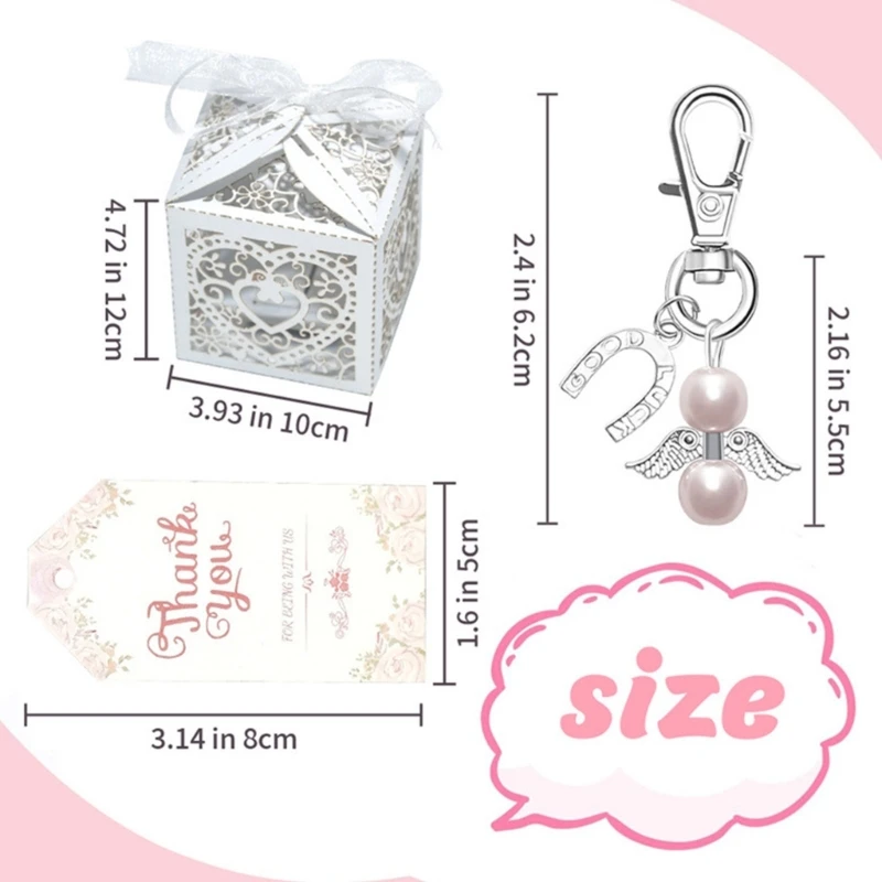 24 Pieces Angelic Keychains Set with Candy Storage Box and Thanks Cards Fashion Gift for Party Supplies Daily Use