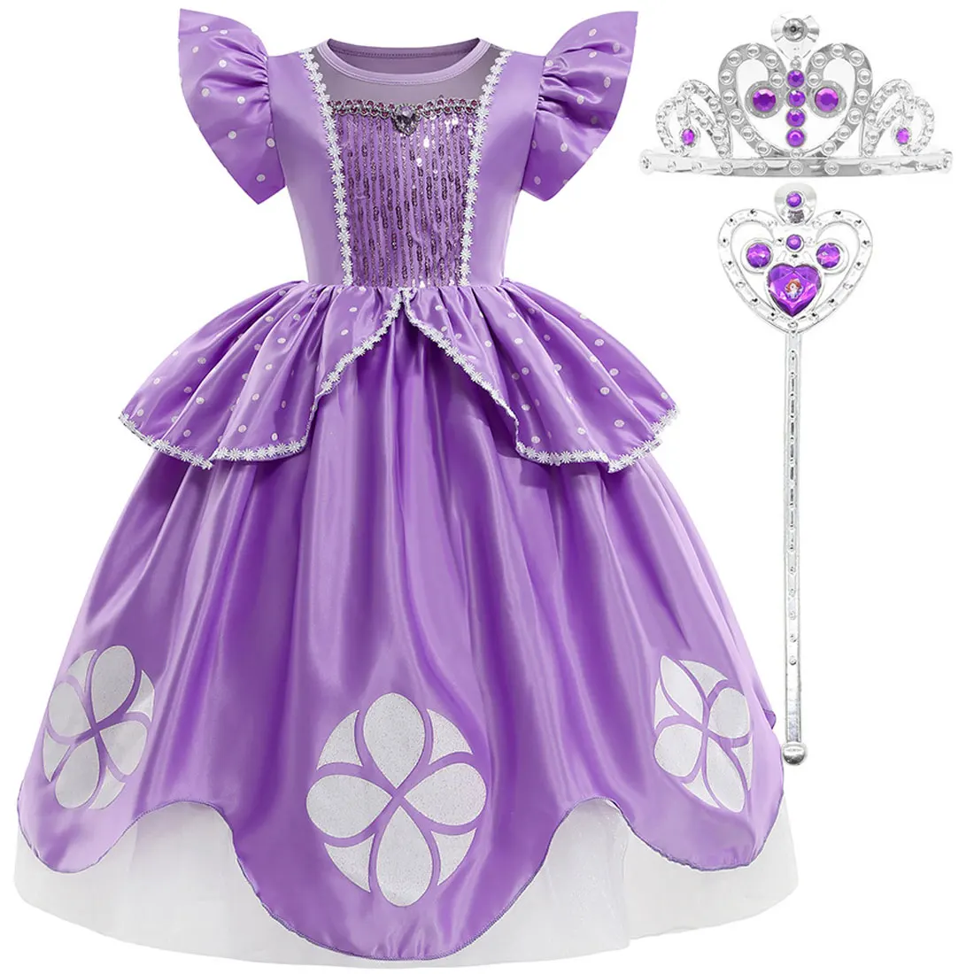sofia the first purple dress Disney Princess Sofia The First Dress Girls Purple Costume With Tiara  Gloves Toddler Birthday Party Sparkly Tulle Ball Outfit