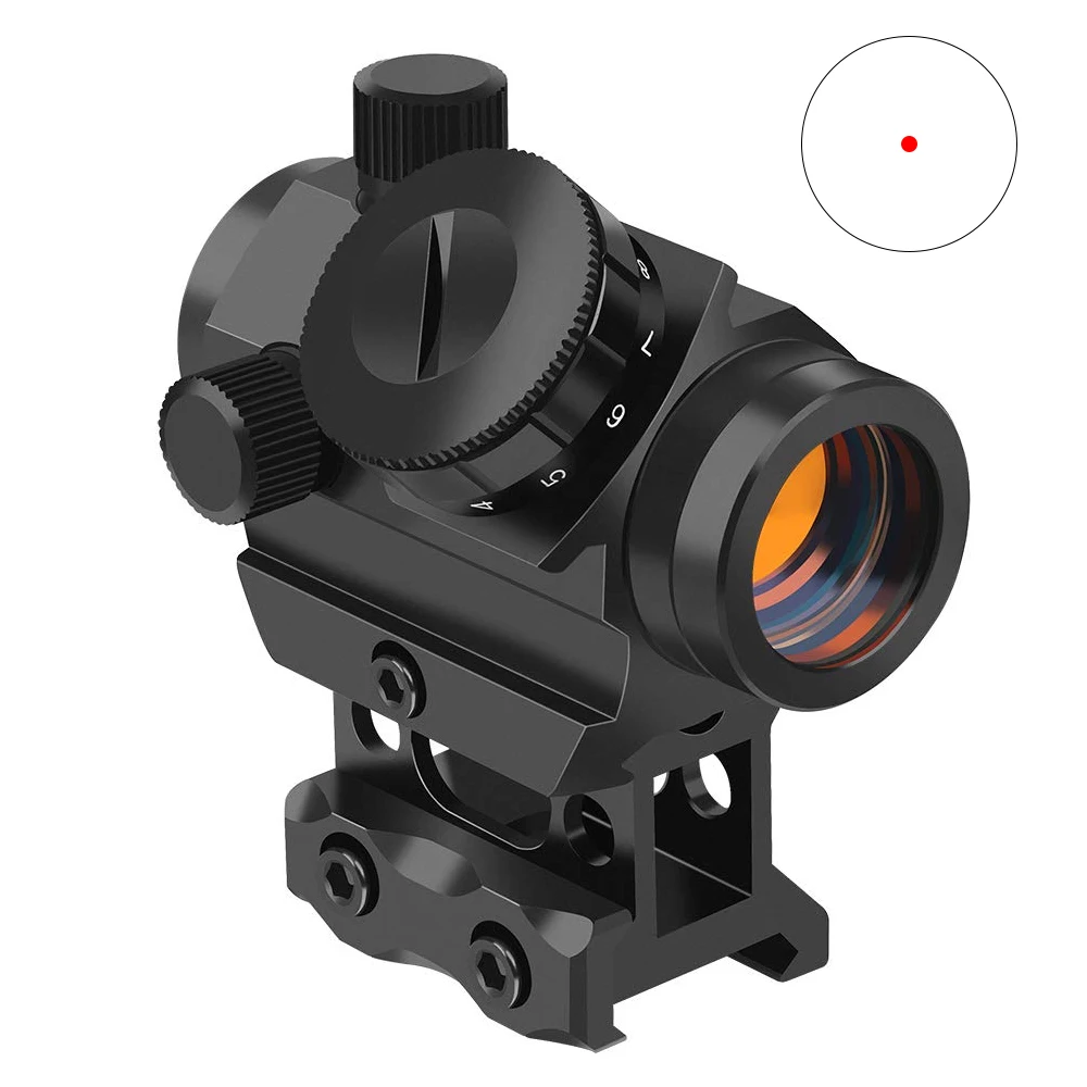 1x20 Red Dot Sight Tactical Rifle Scope 4 MOA Red Dot Sight Reflex Sight Optical Sight with 1 inch Riser Mount Airsoft Hunting