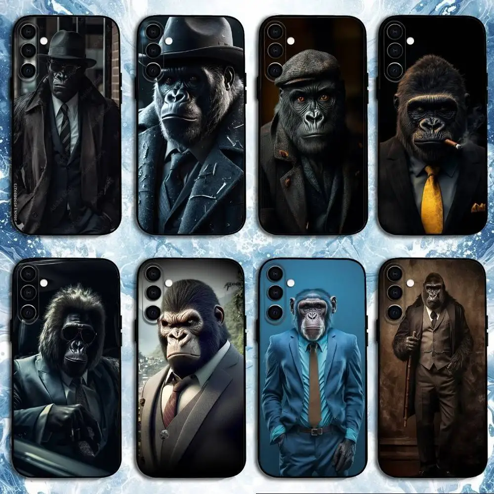 

Gentleman Monkey Orangutan Phone Case For Samsung Galaxy A73,A72,A71,A70,A53,A52,A51,Others Soft Black Shell