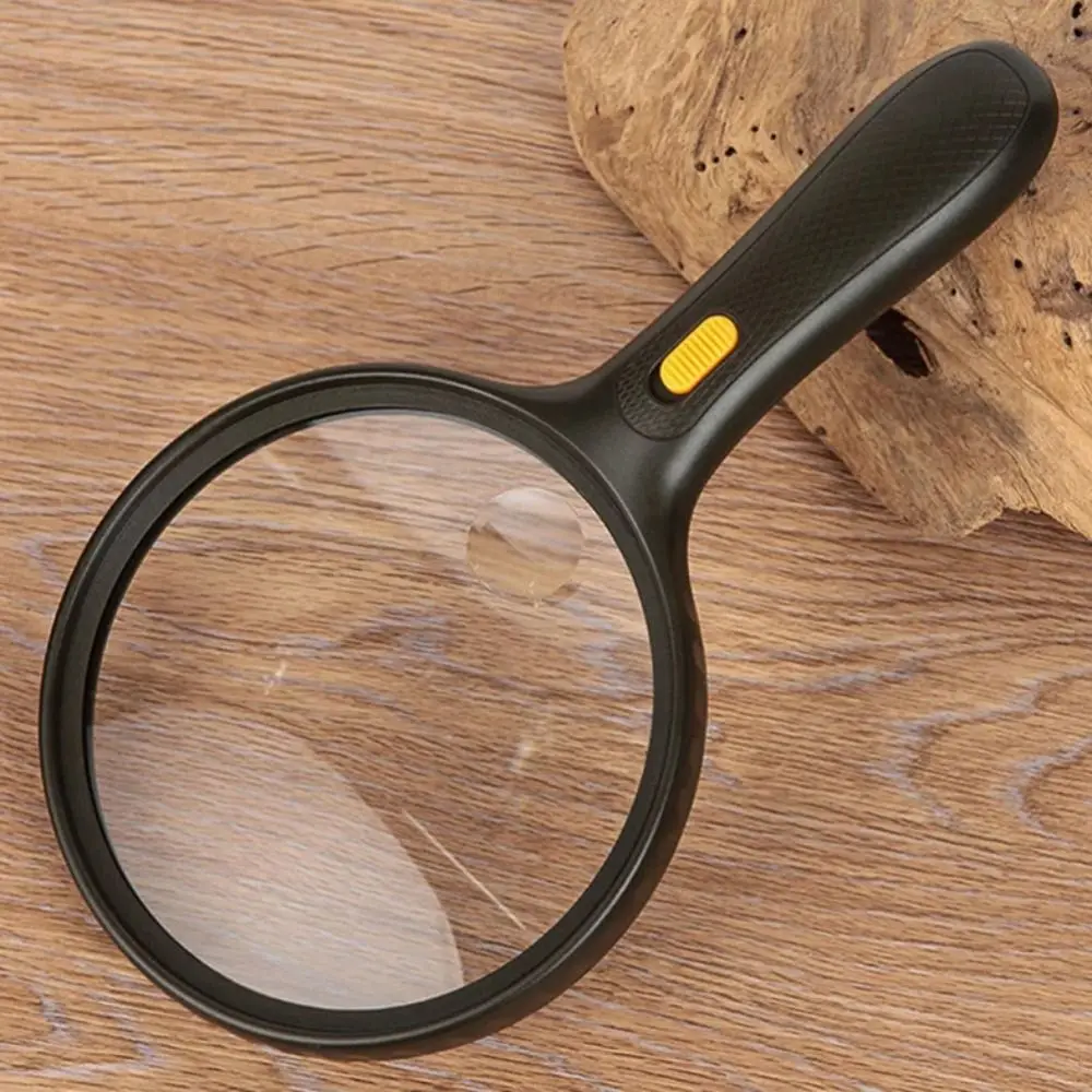 Handheld 138mm Magnifying Glass Reading Durable Backlit Magnifier Black High Definition 1.8X/5X Magnifying Glass Gifts