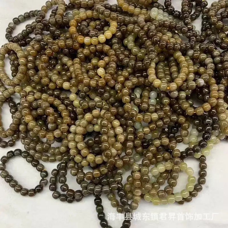 Hetian Jade , Approximately 11X12Mm, Old-Style Beads, Honey-Colored, With Good Translucency
