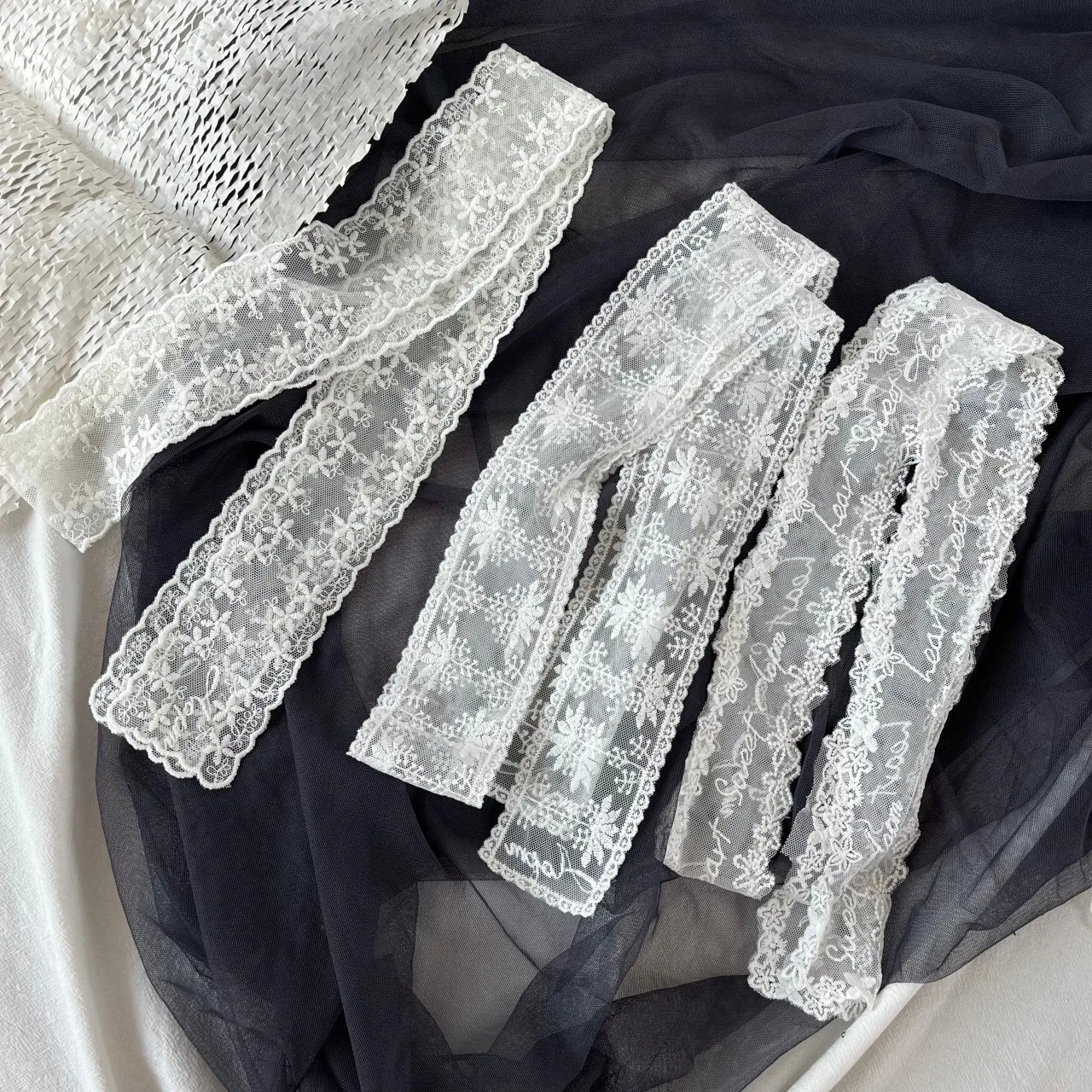 

Элегантный кружевной узкий шарф 150/200 см, женские кружевные шарфы с цветочной лентой, офисные женские повязки на голову, платок, узкий шейный платок