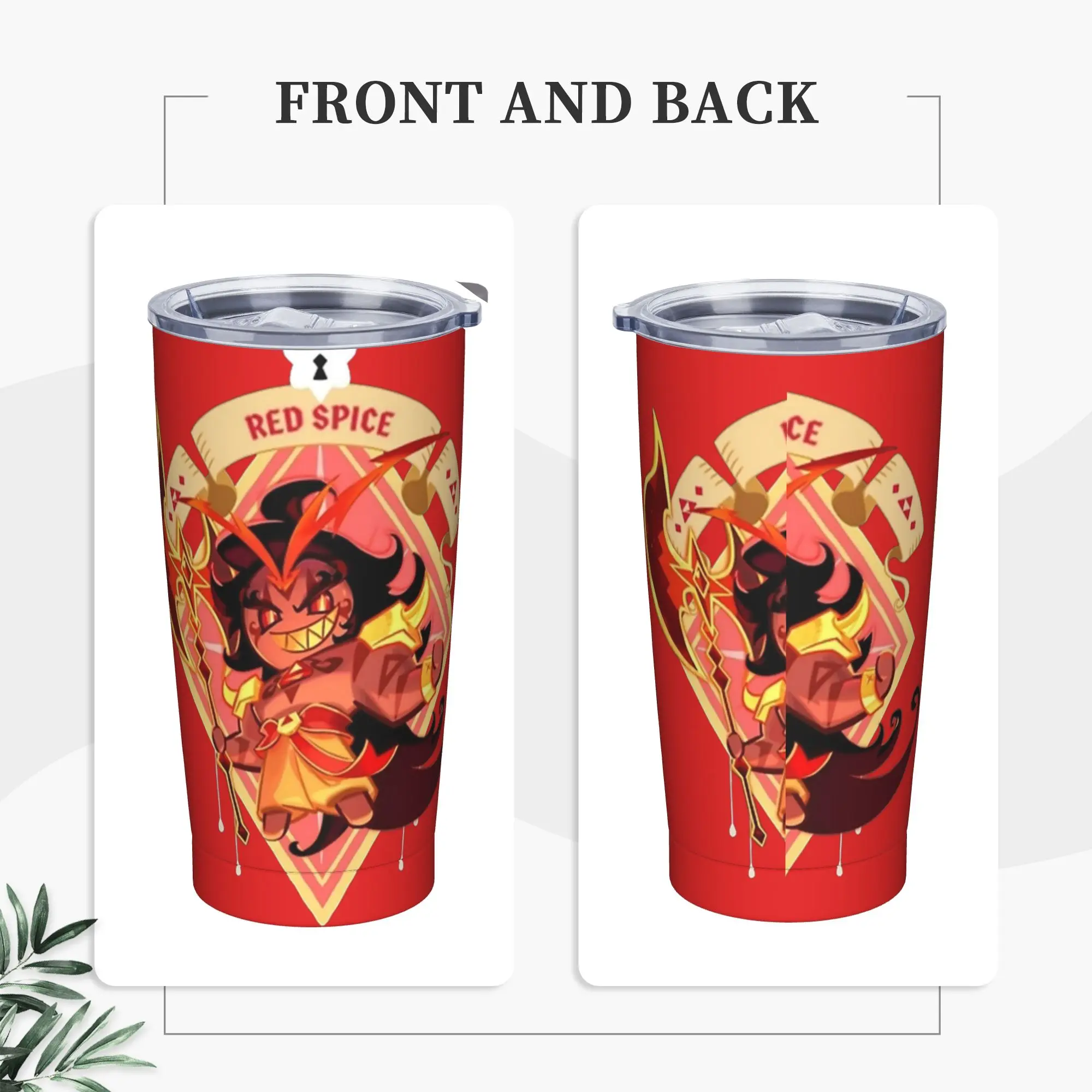 burning spice Insulated Tumbler with Straws Cookie Run Kingdom Vacuum Thermal Mug Outdoor Travel Hot Cold Drinks Cup, 20oz