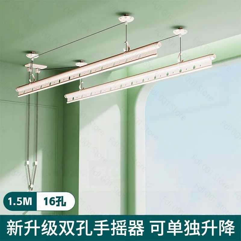 Balcony Hand Crank Lifting Drying Rack Home Indoor Folding  Rack Automatic Simple Drying Rack  Quilt