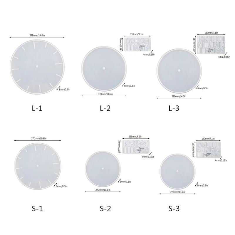 قوالب راتنج الساعة ذات الأرقام الكبيرة قالب سيليكون قالب ساعة إيبوكسي للراتنج، Y08E
