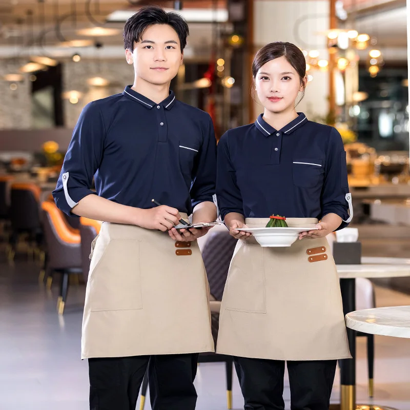 ケータリング鍋バーベキューウェイター作業服ケーキショップベーカーレストランホテルベーキング長袖T作業服シャツ