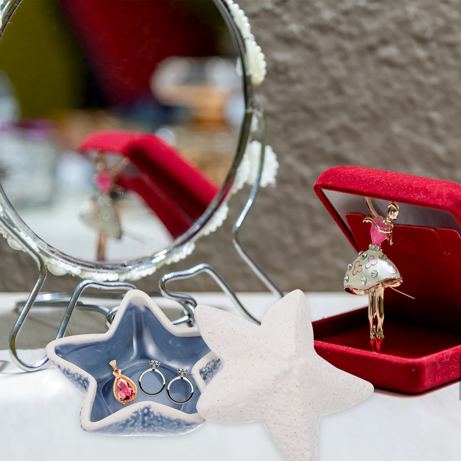 

Керамический поднос ручной работы для украшений: стильная тарелка для хранения колец, серег, браслетов, помады, косметики на туалетный столик или рабочий стол