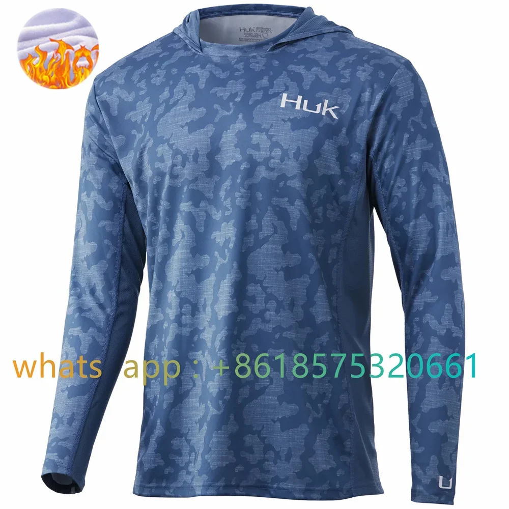 

winter Huk Fleece Hoodie Fishing Shirts Long Sleeve Quick Dry Sweatshirt Summer Dresses Breathable Jersey UV Fishing Clothing