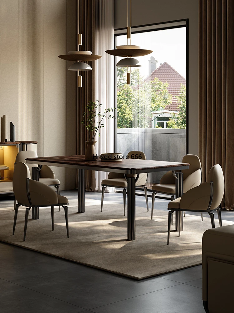 High-end walnut dining table and chair combination