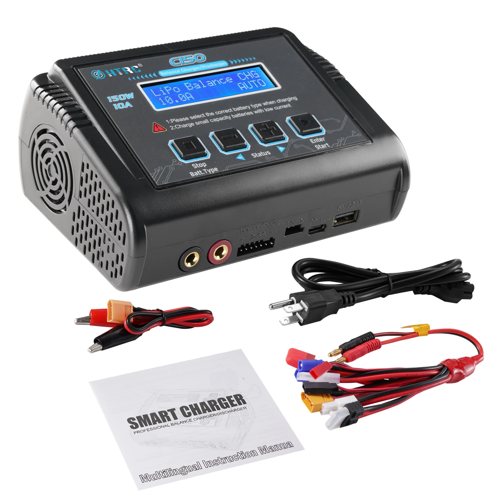 HTRC C150 التوازن يبو شاحن مفرغ شاشة الكريستال السائل التيار المتناوب/تيار مستمر 150 واط 10A شاحن ل يبو LiHV الحياة ليلون NiCd NiMh Pb البطارية