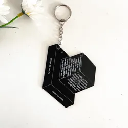 10PCS Custom Hebrew Prayer Invitation Card Bar Mitzvah Souvenir Wedding Black Acrylic with Keychain A Psalm of Thanksgiving Card