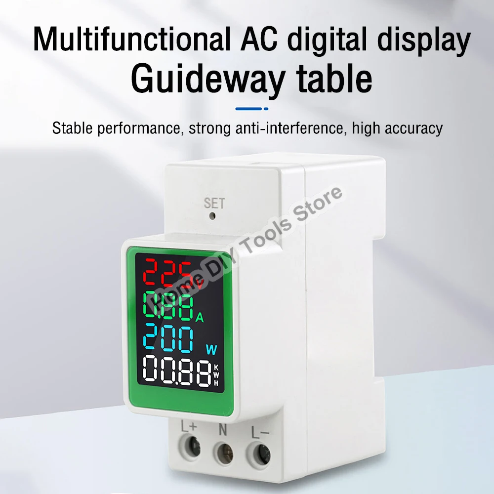 

Din Rail Digital Voltmeter Current Power Wattmeter AC160-270V 0-100A Electric Energy KWH Meter Frequency Volt Amp Monitor
