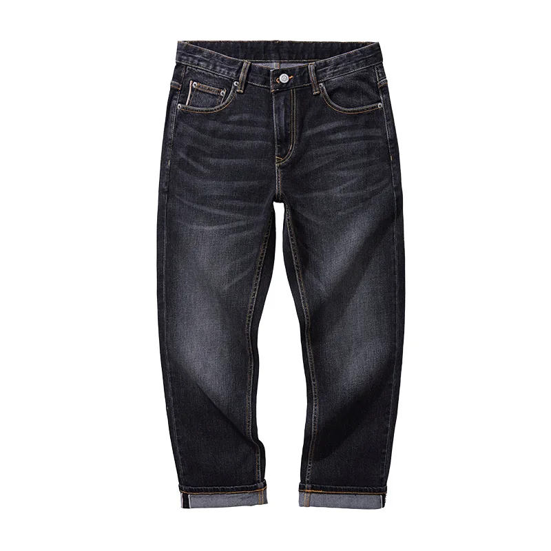 

Men's new high quality red denim jeans loose straight leg vintage plus-size casual pants